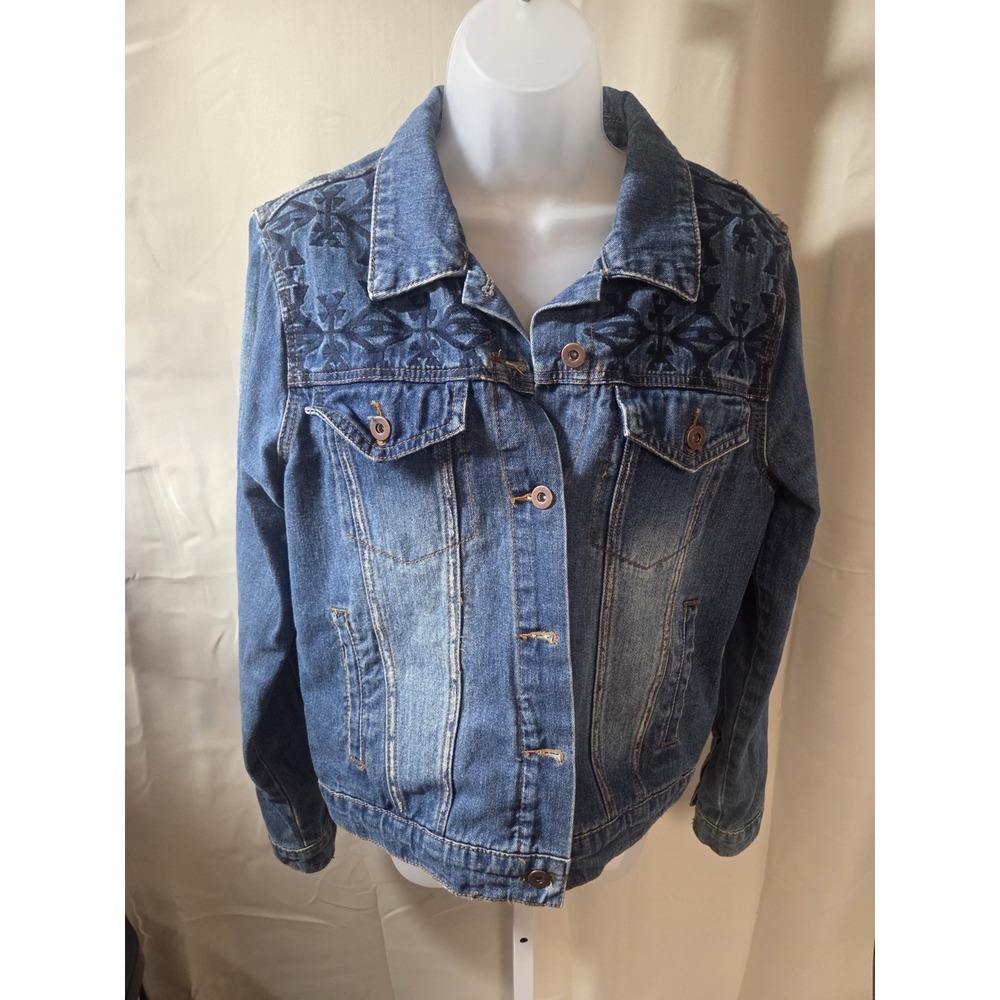 FOREVER 21 Denim Jean Jacket Women Sz L.  Western Style